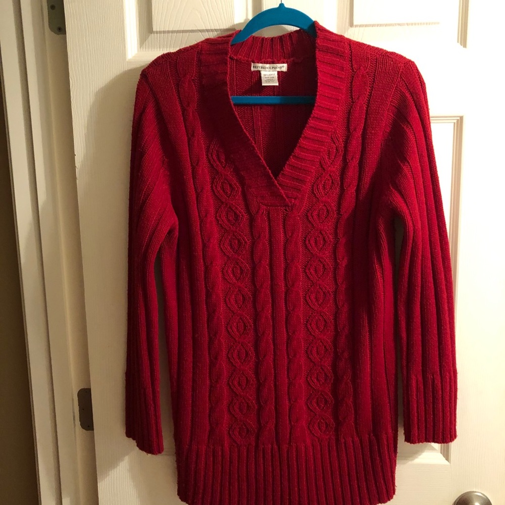 💗Red Cable Long Sleeve Sweater